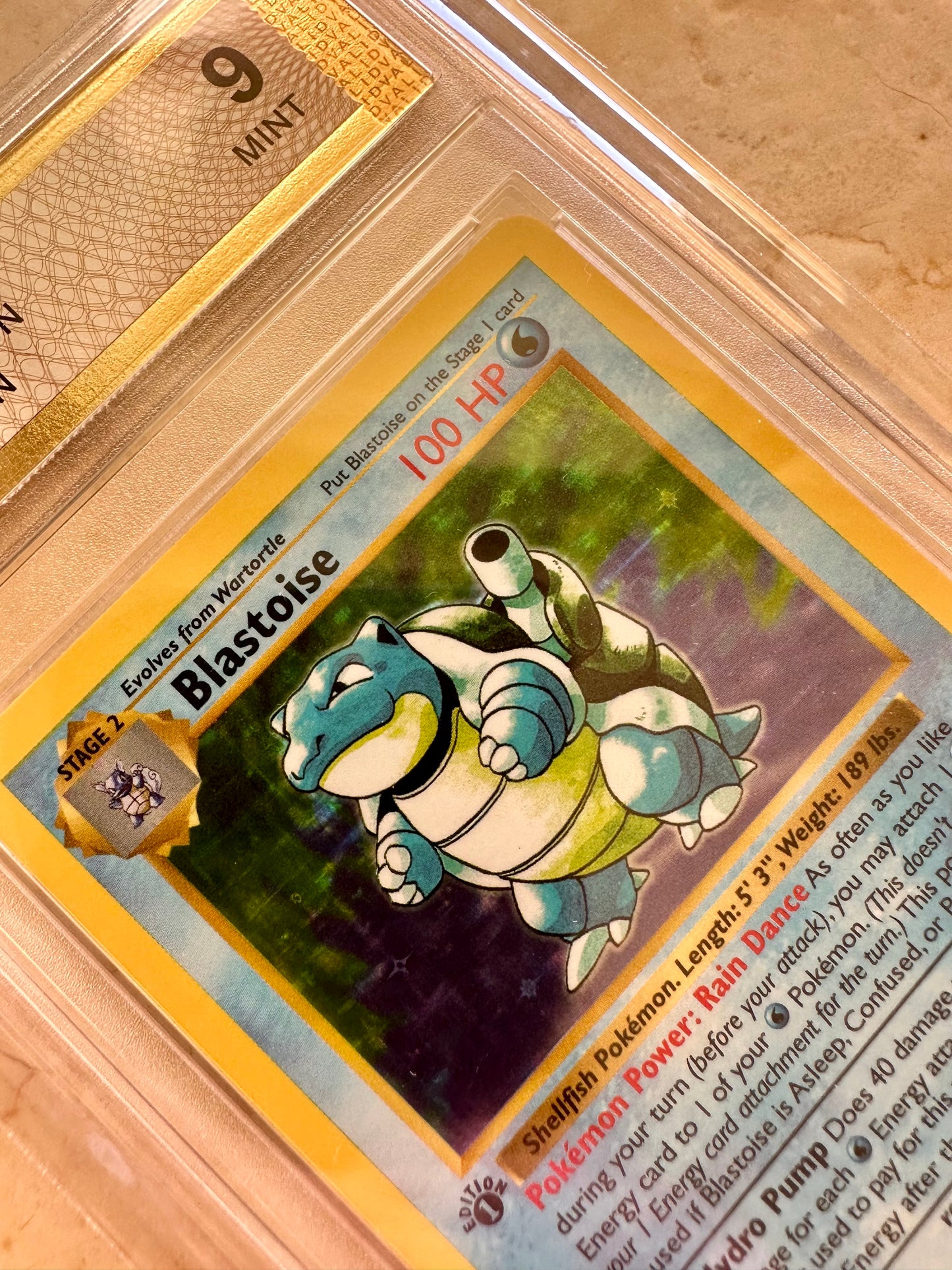 BLASTOISE 1ST EDITION PGC 9 BASE 1999 HOLO POKEMON PSA 2/102 CARD SHADOWLESS