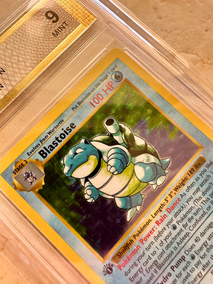 BLASTOISE 1ST EDITION PGC 9 BASE 1999 HOLO POKEMON PSA 2/102 CARD SHADOWLESS