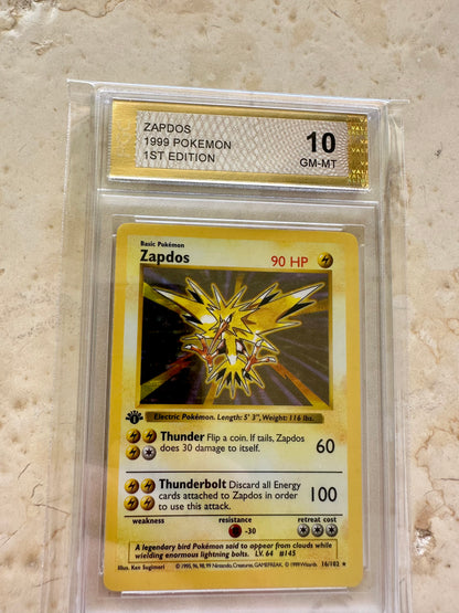 ZAPDOS 1ST EDITION PGC 10 BASE 1999 HOLO POKEMON PSA 16/102 CARD SHADOWLESS