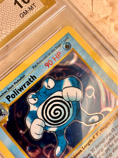 POLIWRATH 1ST EDITION PGC 10 BASE 1999 HOLO POKEMON PSA 13/102 CARD SHADOWLESS