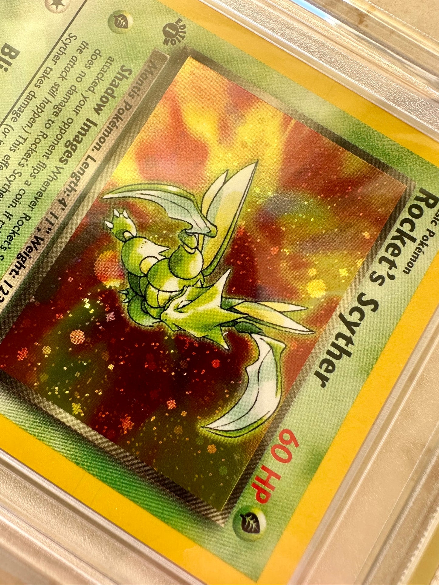 ROCKET'S SCYTHER 1ST EDITION ERROR PGC 10 BASE HOLO POKEMON PSA 13/132 GEM MINT