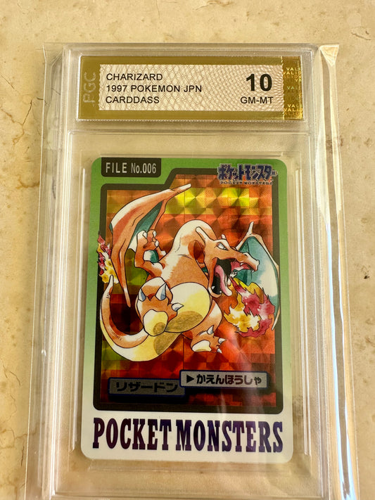 CHARIZARD CARDDASS HOLO PGC 10 BASE PSA PRISM POKEMON JAPANESE 1997 006 GEM #2