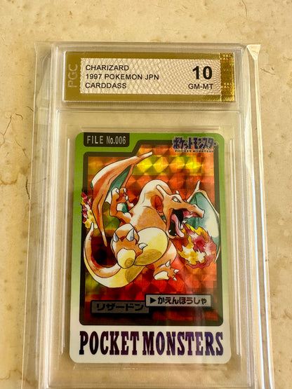 CHARIZARD CARDDASS HOLO PGC 10 BASE PSA PRISM POKEMON JAPANESE 1997 006 GEM #3