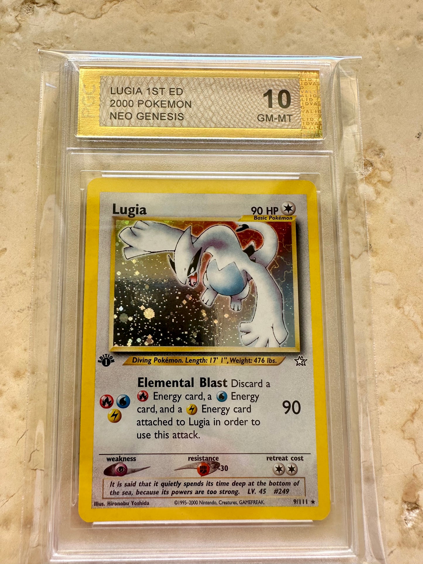 LUGIA 1ST EDITION NEO GENESIS PGC 10 BASE HOLO PSA 2000 POKEMON 9/111 SWIRL #11