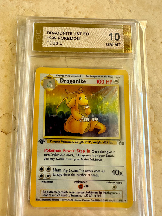 DRAGONITE HOLO 1ST EDITION PGC 10 BASE PSA 1999 2000 POKEMON 4/62 FOSSIL MINT