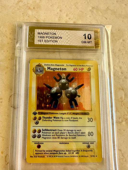 MAGNETON 1ST EDITION PGC 10 HOLO BASE 1999 POKEMON PSA 9/102 SHADOWLESS GEM MINT