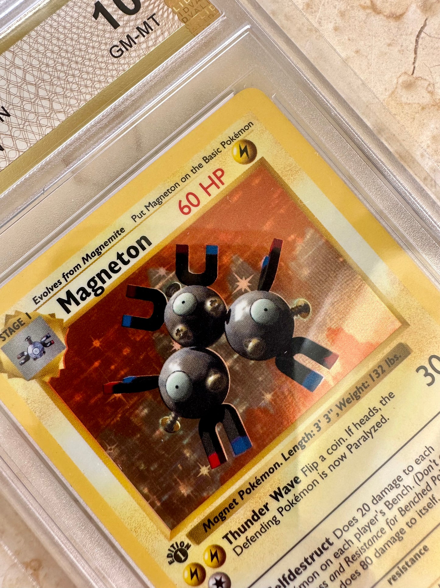 MAGNETON 1ST EDITION PGC 10 HOLO BASE 1999 POKEMON PSA 9/102 SHADOWLESS GEM MINT