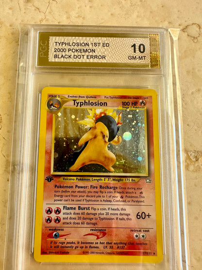 BLACK DOT ERROR TYPHLOSION 1ST EDITION PGC 10 NEO GENESIS PSA POKEMON 17/111 #2