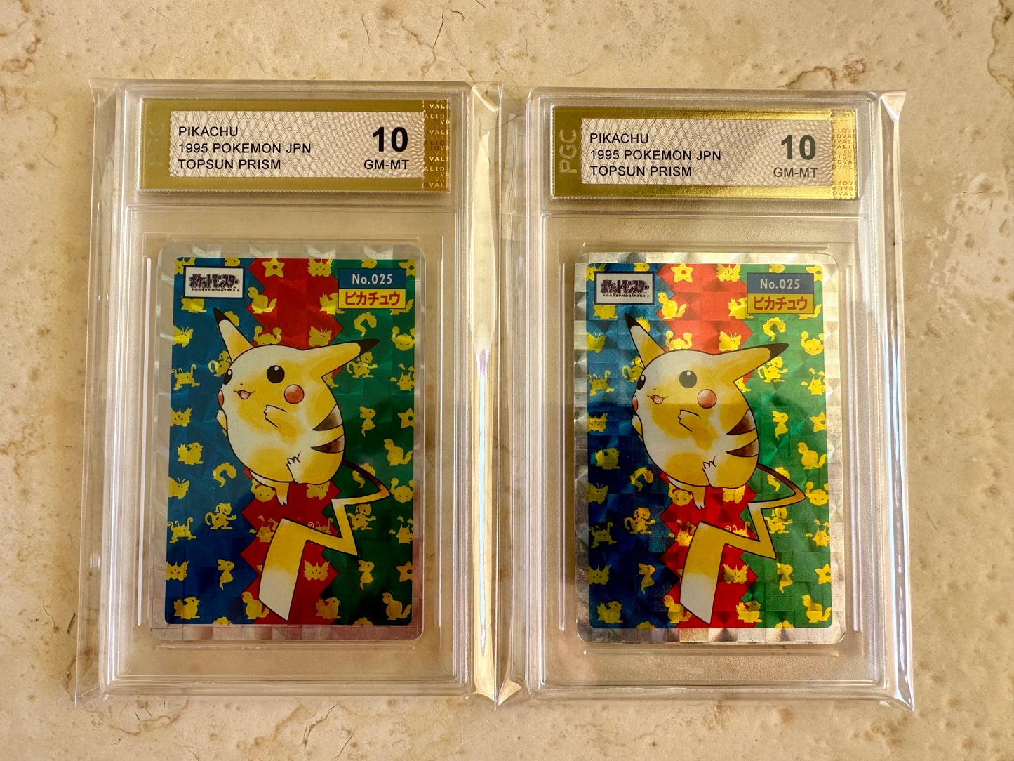 2X PIKACHU TOPSUN PRISM 1ST EDITION PGC 10 POKEMON PSA JAPANESE 025 HOLOFOIL