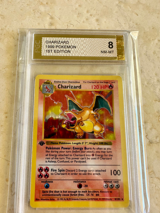 CHARIZARD 1ST EDITION PGC 8 BASE 1999 HOLO POKEMON PSA 4/102 CARD SHADOWLESS