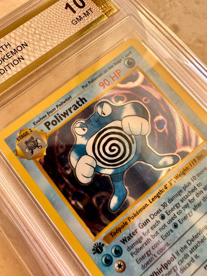 POLIWRATH 1ST EDITION PGC 10 BASE 1999 HOLO POKEMON PSA 13/102 CARD SHADOWLESS 2