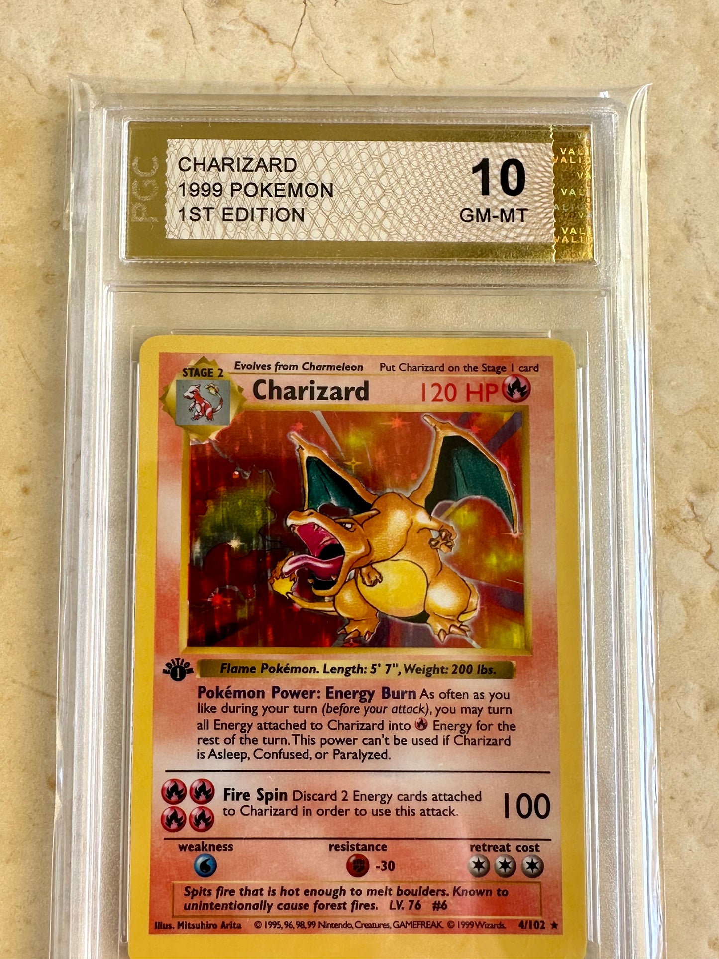 CHARIZARD 1ST EDITION PGC 10 BASE 1999 HOLO POKEMON PSA 4/102 CARD SHADOWLESS #3