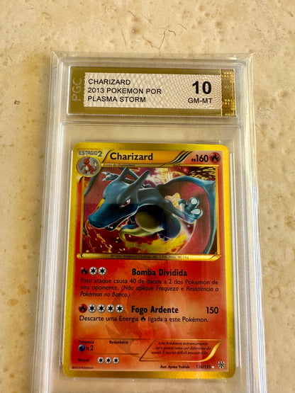 CHARIZARD 10 PLASMA STORM 2013 BASE HOLO PGC POKEMON PSA 136/135 PORTUGUESE SR