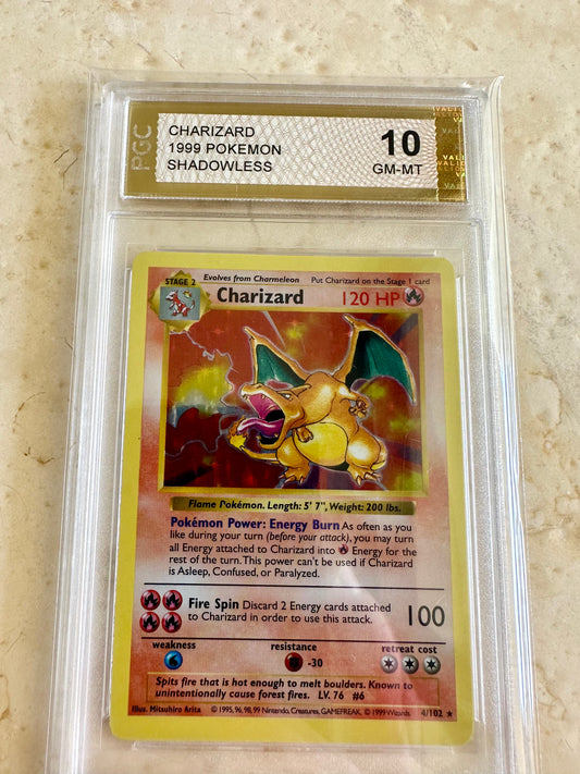 CHARIZARD SHADOWLESS 10 BASE 1999 HOLO PGC POKEMON PSA 4/102 CARD GEM MINT #3