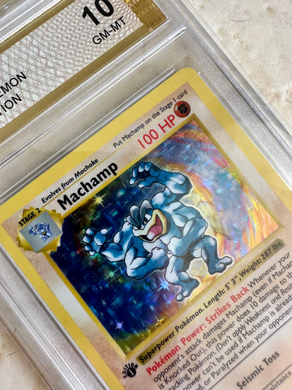 MACHAMP 1ST EDITION SHADOWLESS PGC 10 BASE 1999 HOLO POKEMON PSA 8/102 CARD #2