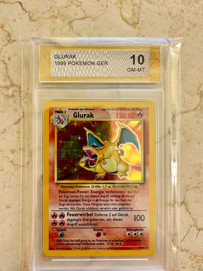 GLURAK CHARIZARD 10 BASE 1999 HOLO PGC POKEMON PSA 4/102 CARD GEM MINT GERMAN