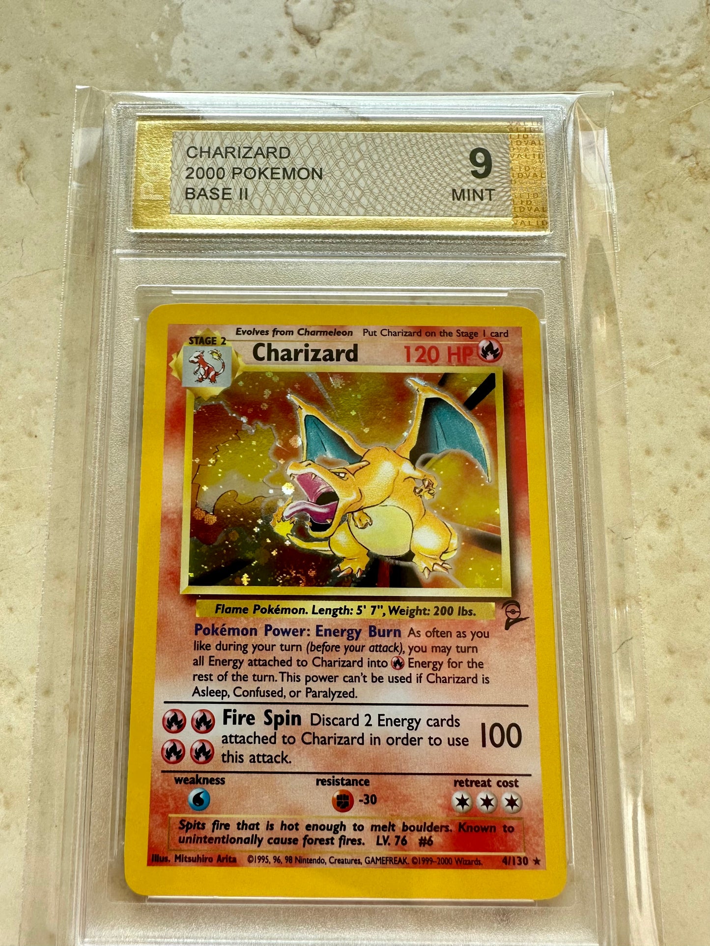 CHARIZARD PGC 9 BASE SET 2 2000 HOLO POKEMON PSA CARD 4/130 II MINT