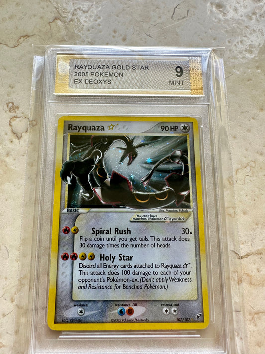 RAYQUAZA GOLD STAR PGC 9 2005 POKEMON EX DEOXYS PSA 107/107 MINT ULTRA RARE