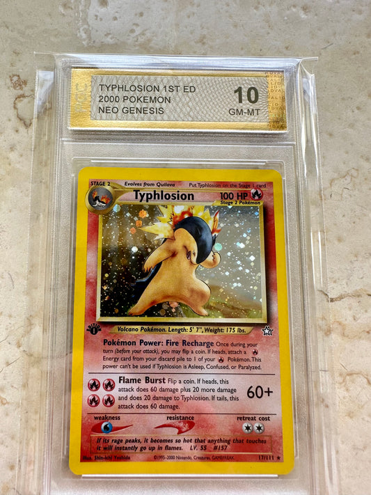 TYPHLOSION 1ST EDITION PGC 10 NEO GENESIS PSA POKEMON 17/111 BASE HOLO GEM MINT