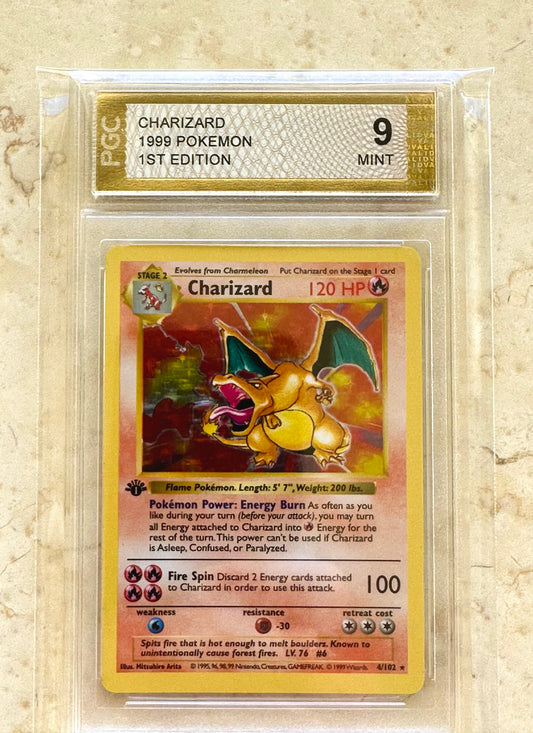 CHARIZARD 1ST EDITION PGC 9 BASE 1999 HOLO POKEMON PSA 4/102 CARD SHADOWLESS