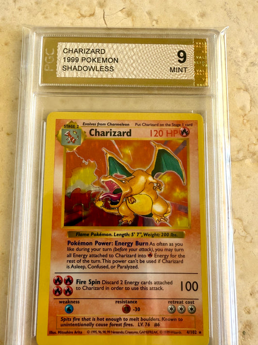 CHARIZARD SHADOWLESS 9 BASE 1999 HOLO PGC POKEMON PSA 4/102 CARD GEM MINT #4