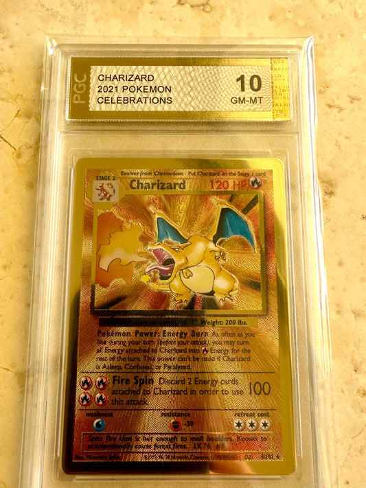 CHARIZARD PGC 10 GOLD 2021 4/102 BASE PSA CELEBRATIONS 58/102 GEM METAL UPC #2