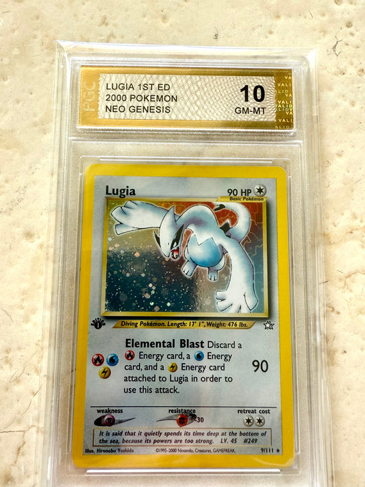 LUGIA 1ST EDITION NEO GENESIS PGC 10 BASE HOLO PSA 2000 POKEMON 9/111 SWIRL #17