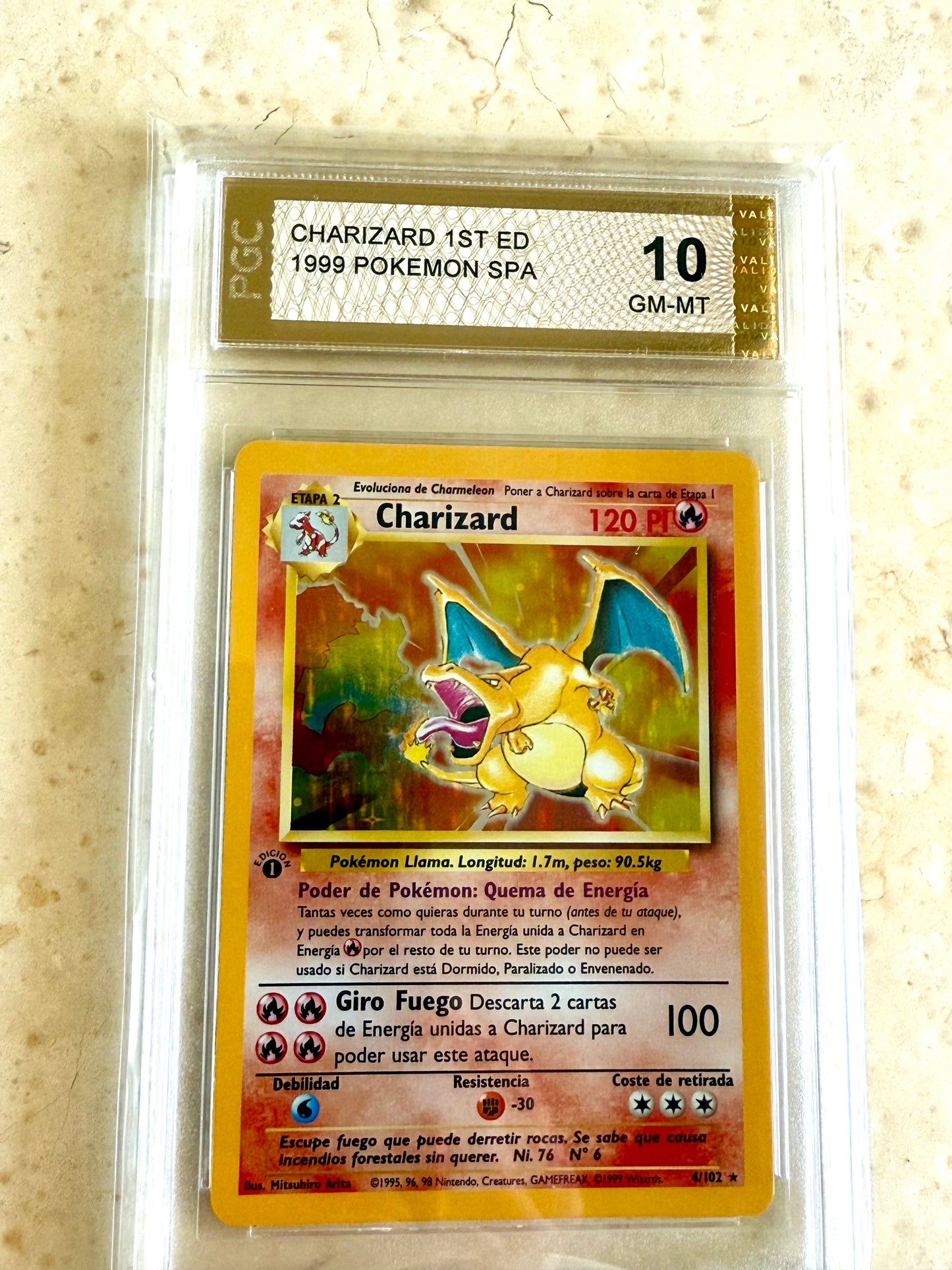 CHARIZARD 1ST EDITION 10 SPANISH BASE 1999 HOLO PGC POKEMON PSA 4/102 MINT #3