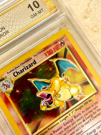 CHARIZARD 10 SUNSET ERROR 1999 BASE HOLO PGC POKEMON PSA 4/102 CARD GEM MINT