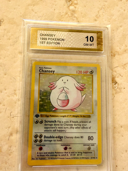 CHANSEY 1ST EDITION PGC 10 BASE 1999 HOLO POKEMON PSA 3/102 CARD SHADOWLESS #3