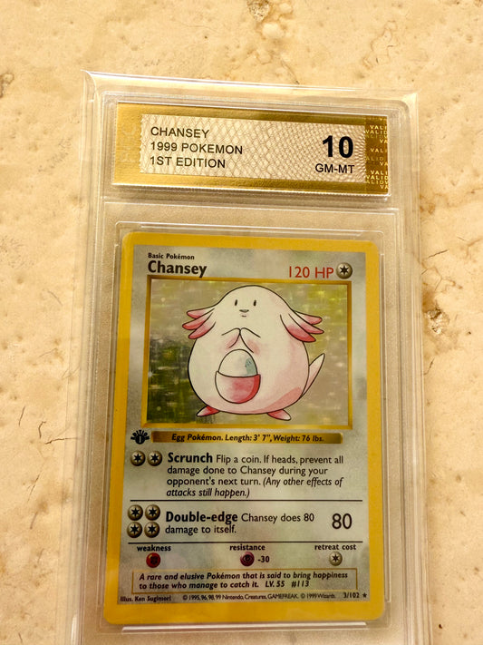 CHANSEY 1ST EDITION PGC 10 BASE 1999 HOLO POKEMON PSA 3/102 CARD SHADOWLESS #3