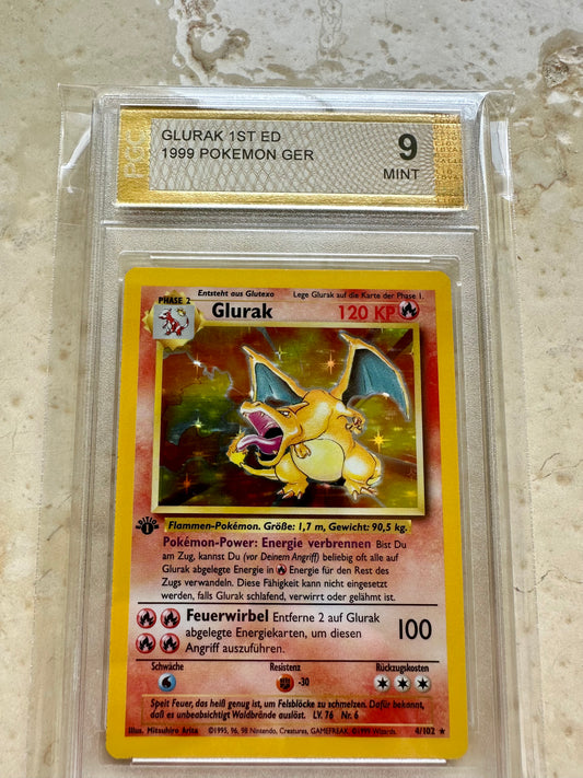 GLURAK 1ST EDITION CHARIZARD 9 BASE 1999 PGC POKEMON PSA GERMAN FIRECRACKER