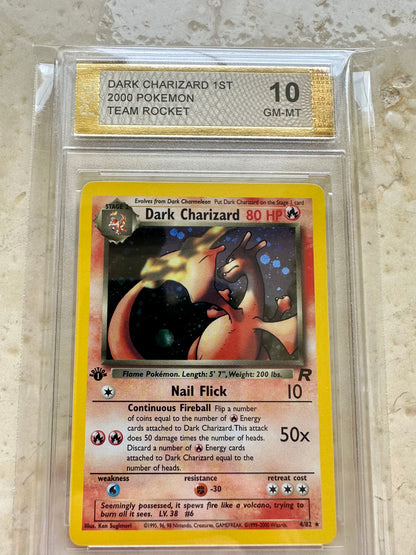 1ST EDITION HOLO DARK CHARIZARD TEAM ROCKET 2000 POKEMON PSA CARD 4/82