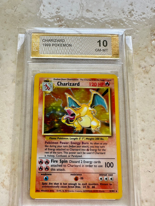 CHARIZARD 10 BASE 1999 HOLO PGC POKEMON PSA 4/102 CARD GEM #5