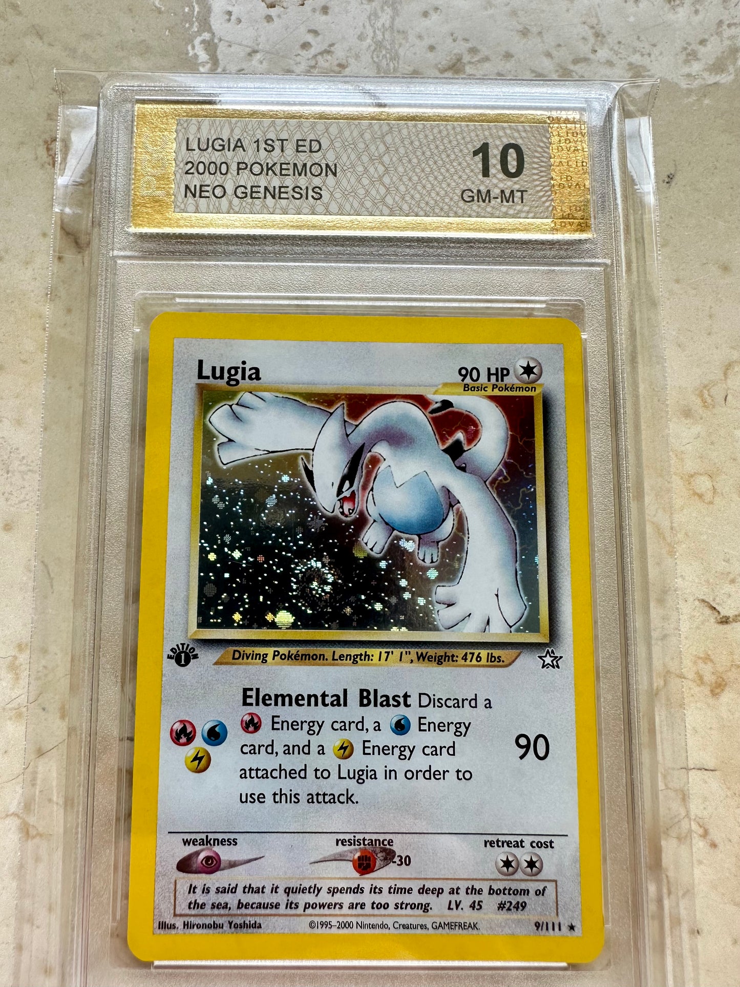 LUGIA 1ST EDITION NEO GENESIS PGC 10 BASE HOLO PSA 2000 POKEMON 9/111 SWIRL #5