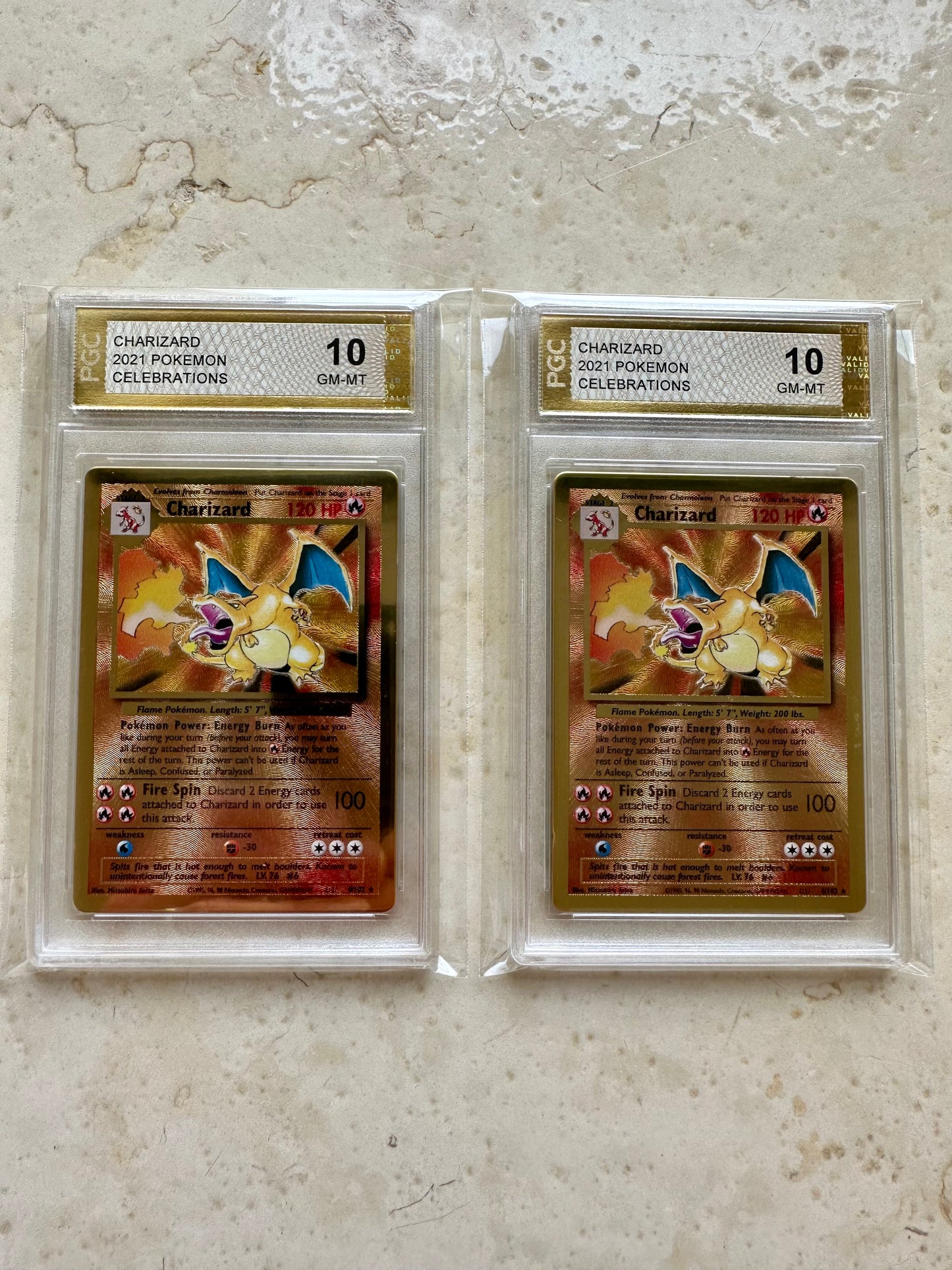 2X CHARIZARD PGC 10 GOLD 2021 4/102 BASE PSA CELEBRATIONS 58/102 GEM MINT