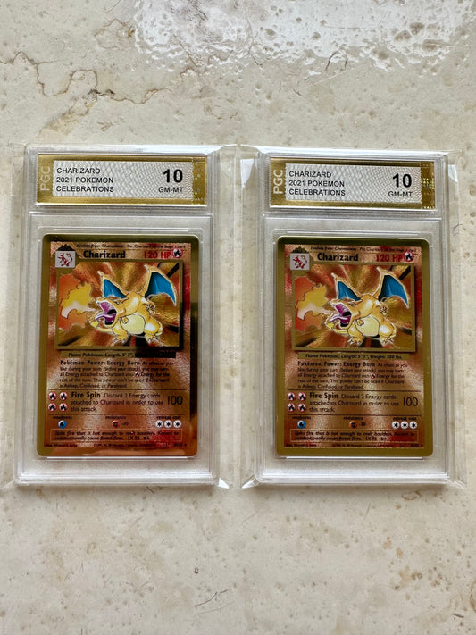 2X CHARIZARD PGC 10 GOLD 2021 4/102 BASE PSA CELEBRATIONS 58/102 GEM MINT