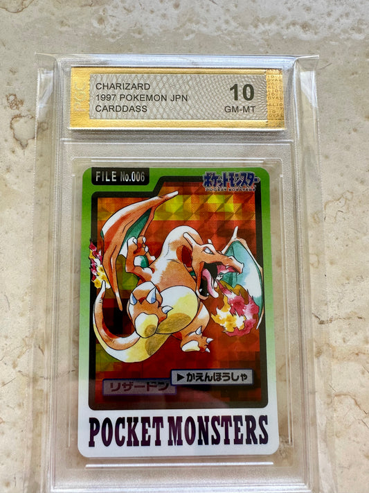 CHARIZARD CARDDASS HOLO PGC 10 BASE PSA PRISM POKEMON JAPANESE 1997 006 GEM MINT