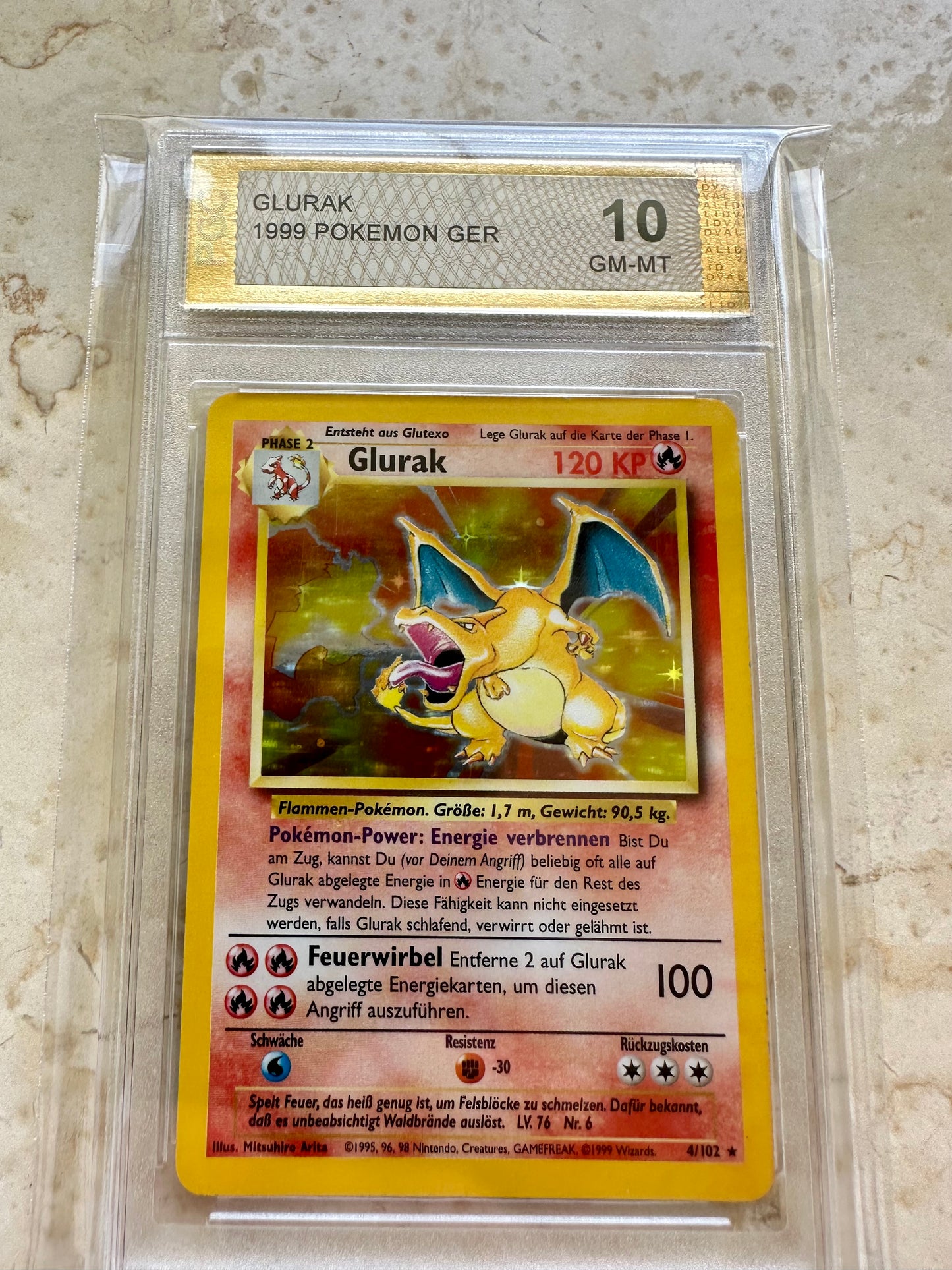 GLURAK CHARIZARD 10 BASE 1999 GERMAN HOLO PGC POKEMON PSA 4/102 CARD GEM MINT #2