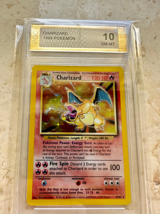 CHARIZARD 10 BASE 1999 HOLO PGC POKEMON PSA 4/102 CARD GEM #10