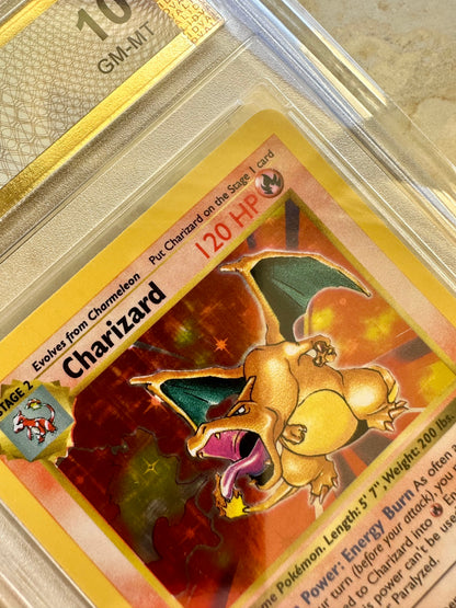 CHARIZARD SHADOWLESS 10 BASE 1999 HOLO PGC POKEMON PSA 4/102 CARD GEM MINT