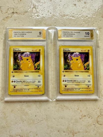 2X PIKACHU 1ST EDITION PGC 10 9 1999 BASE POKEMON CARD PSA RED CHEEKS 58/102