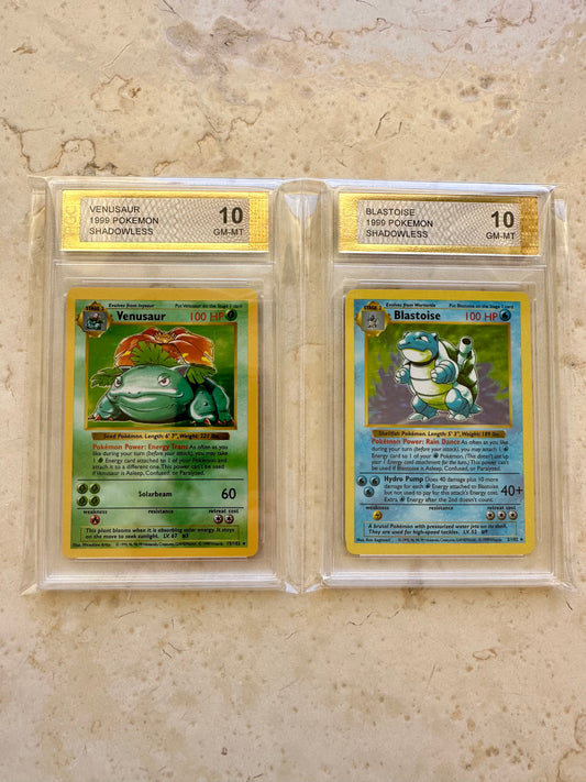 BLASTOISE & VENUSAUR SHADOWLESS 10 BASE 1999 HOLO PGC POKEMON PSA 2/102 15/102