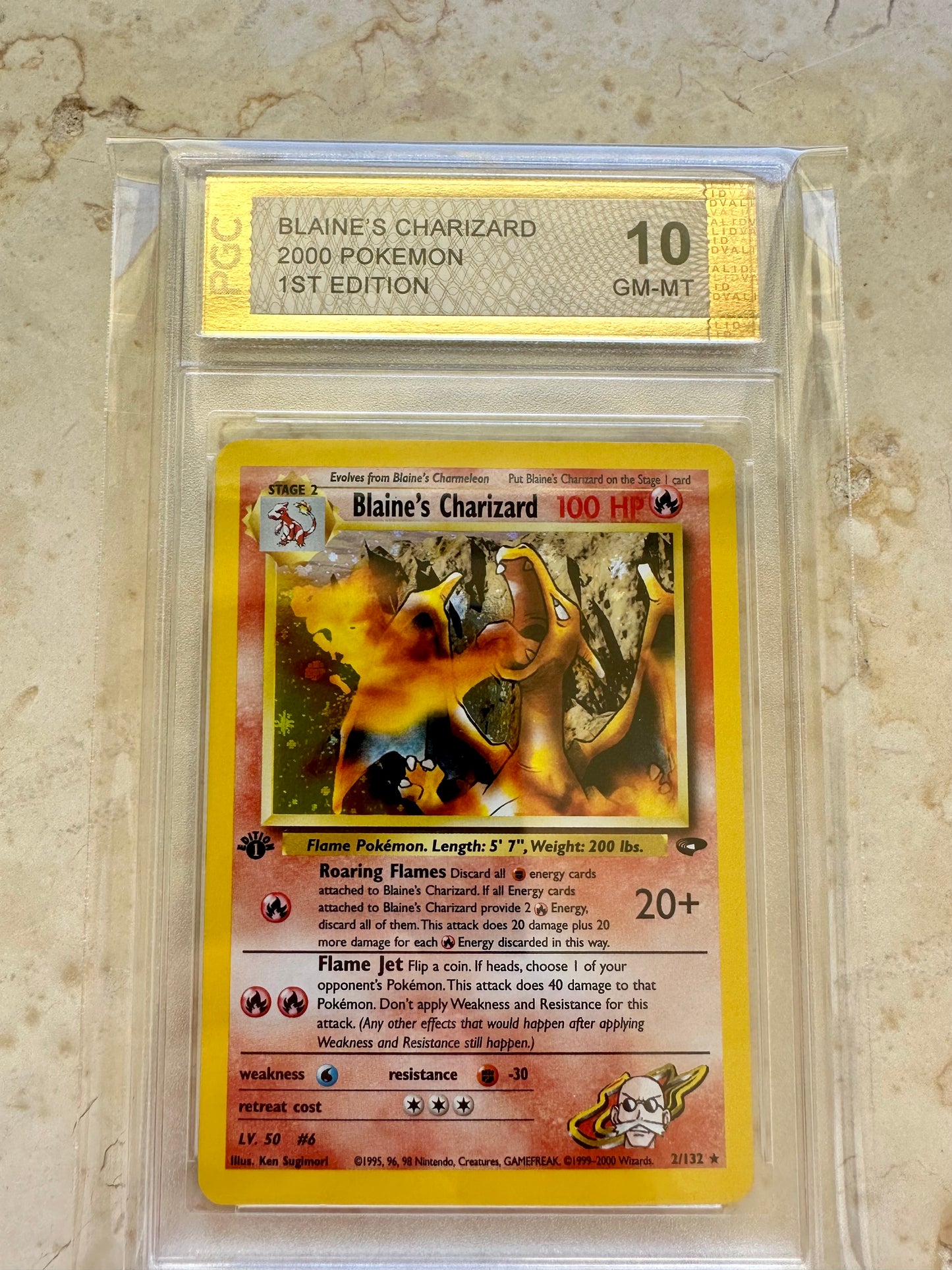 BLAINE'S CHARIZARD 1ST EDITION PGC 10 2000 POKEMON PSA 2/132 GYM CHALLENGE #2