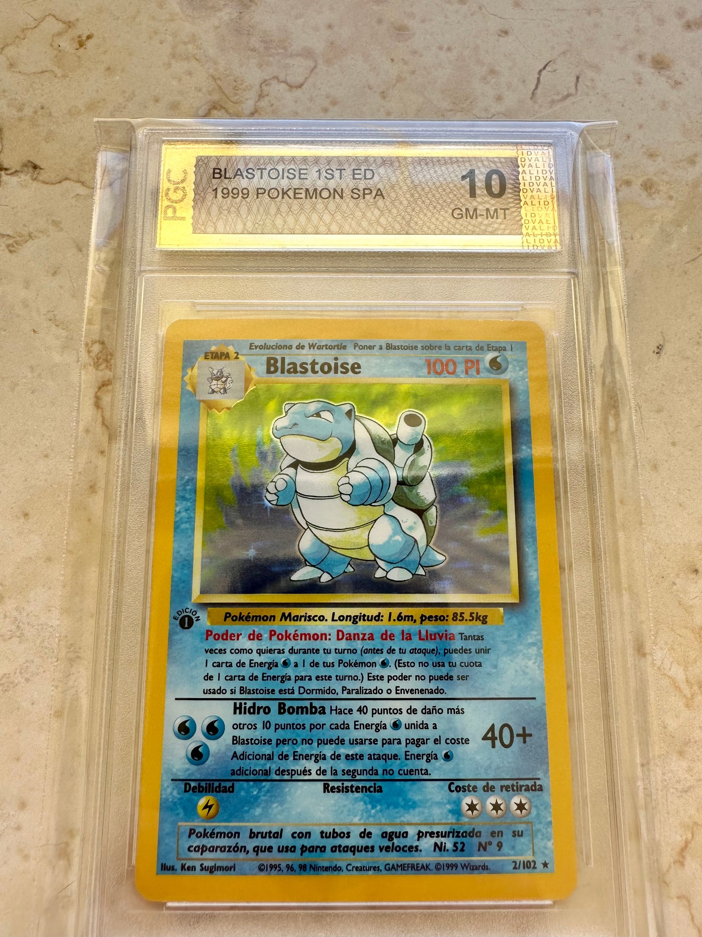 BLASTOISE 1ST EDITION 10 SPANISH BASE 1999 HOLO PGC POKEMON PSA 2/102 CARD MINT