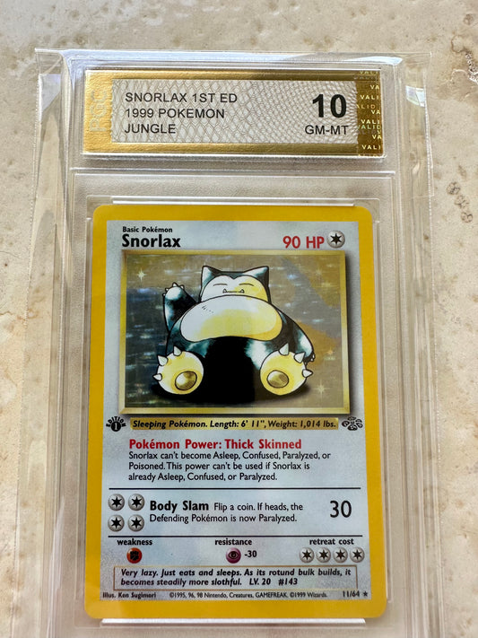 SNORLAX 1ST EDITION PGC 10 JUNGLE HOLO BASE 1999 PSA POKEMON 11/64 GEM MINT