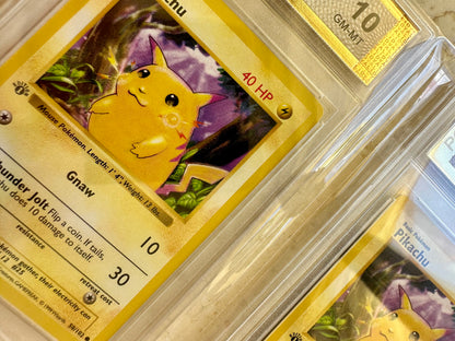 2X PIKACHU 1ST EDITION PGC 9 10 1999 BASE POKEMON CARD PSA YELLOW CHEEKS 58/102