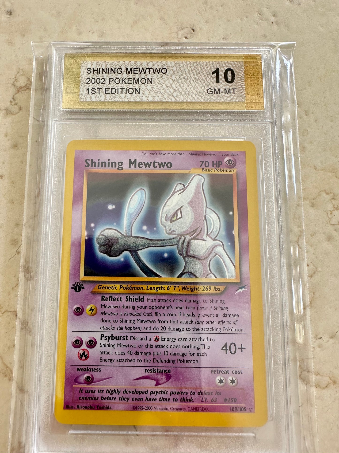 SHINING MEWTWO 1ST EDITION PGC 10 NEO DESTINY HOLO PSA POKEMON 2002 109/105