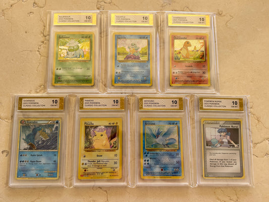 7X PIKACHU CHARMANDER SQUIRTLE 10 CLASSIC COLLECTION PGC POKEMON PSA CLC CLV CLB