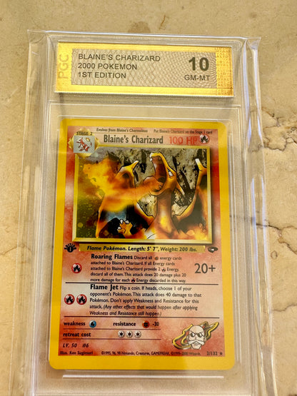 BLAINE'S CHARIZARD 1ST EDITION HOLO PGC 10 2000 POKEMON PSA 2/132 GYM CHALLENGE